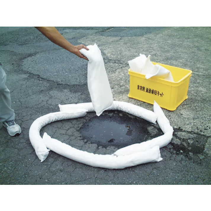 【CAINZ-DASH】橋本クロス 非常用油液吸収キット(水・油・溶剤用) 容器付 550×400×300mm (1S=1箱) S-1【別送品】