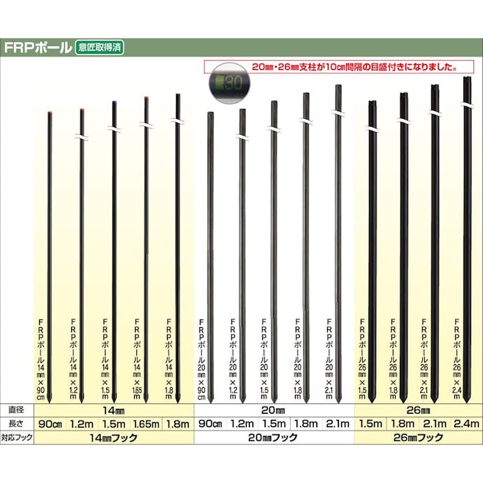 (株)末松電子製作所 FRPポール 14mm×90cm ブラック