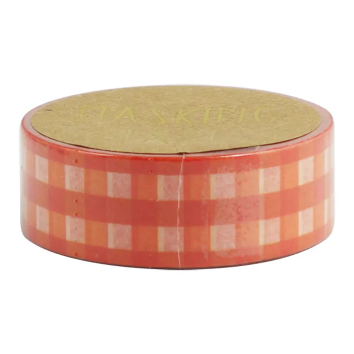 ワールドクラフト マスキングテープ 15mm ギンガムチェックレッド