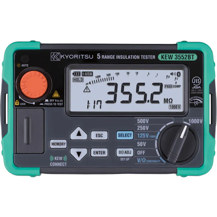 【CAINZ-DASH】共立電気計器 デジタル絶縁抵抗計(6レンジ Bluetooth 搭載) KEW3552BT【別送品】