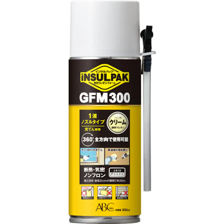 【CAINZ-DASH】エービーシー商会 簡易型発泡ウレタンフォーム 1液ノズルタイプ インサルパックGFM300 300ml フォーム色:クリーム GFM300C【別送品】