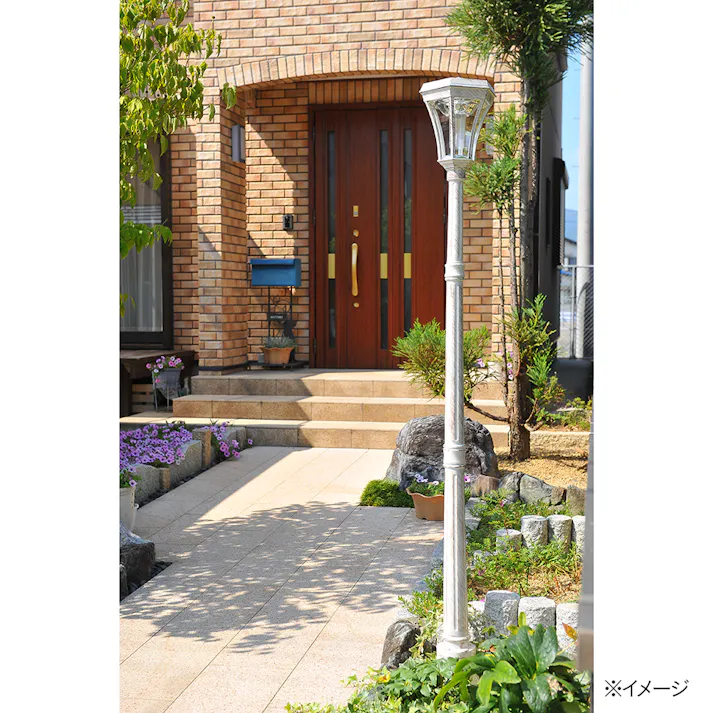 ヨーロピアンソーラーLED街灯 アイボリー【別送品】