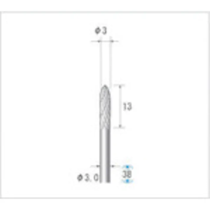 【CAINZ-DASH】ナカニシ 逆回転用超硬カッター 砲弾型 ダブルカット φ3×12.7×軸φ3 24726【別送品】