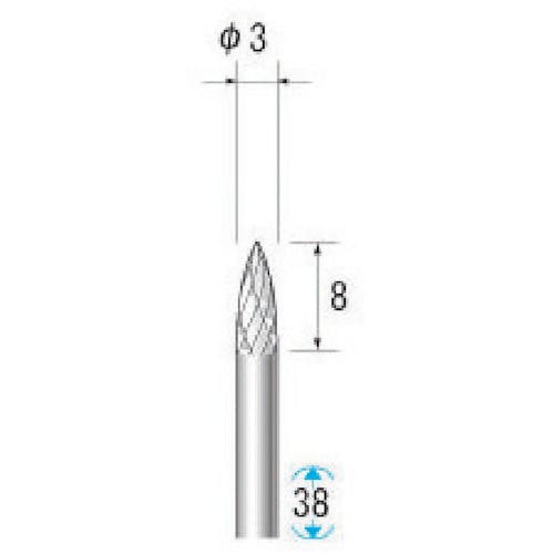 【CAINZ-DASH】ナカニシ 超硬アロイカッター　砲弾型　アロイカット　φ３×８×軸φ３ 24652【別送品】