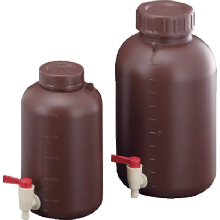 【CAINZ-DASH】サンプラテック PE広口下口活栓付瓶 遮光 5L 02918【別送品】