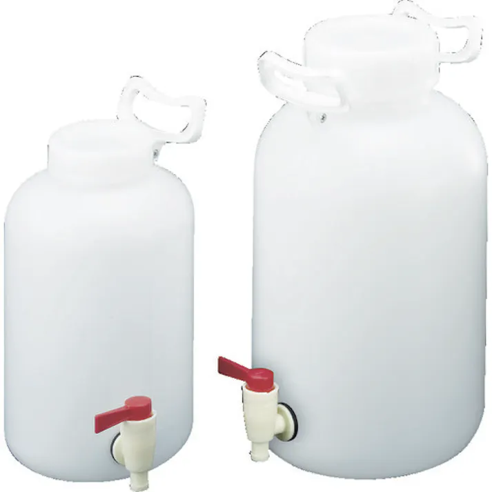 【CAINZ-DASH】サンプラテック PE取手付広口下口活栓瓶 ナチュラル 5L 06521【別送品】