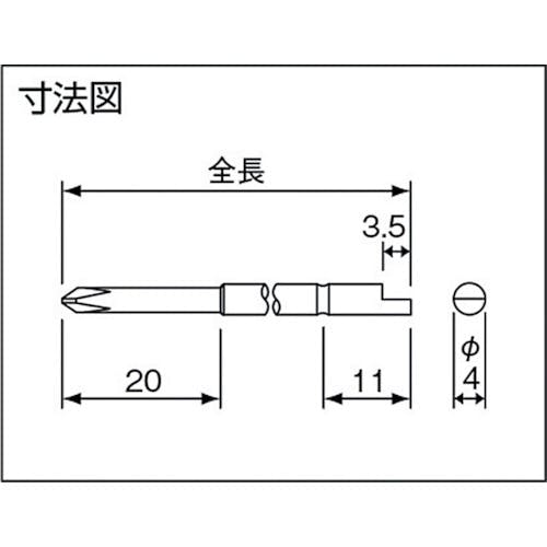 CAINZ-DASH】長堀工業 デルボ電動ドライバー用ビット 差込φ4×No．0