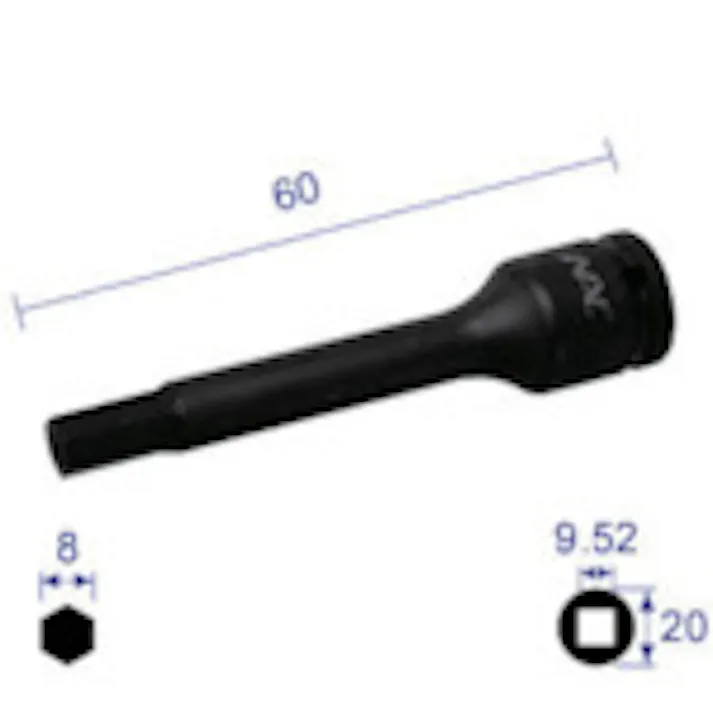 【CAINZ-DASH】長堀工業 ヘキサゴンレンチソケット ロングタイプ 差込角9.52x対辺8mmx60L 308C60【別送品】