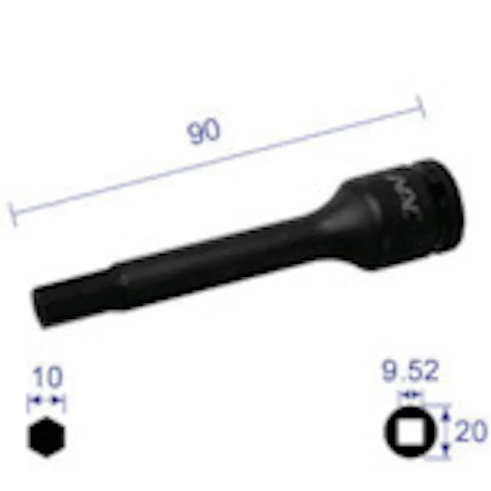 【CAINZ-DASH】長堀工業 ヘキサゴンレンチソケット ロングタイプ 差込角9.52x対辺10mmx90L 310C90【別送品】