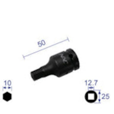 【CAINZ-DASH】長堀工業 ヘキサゴンレンチソケット　ショートタイプ　差込角１２．７ｘ対辺１０ｍｍ【別送品】