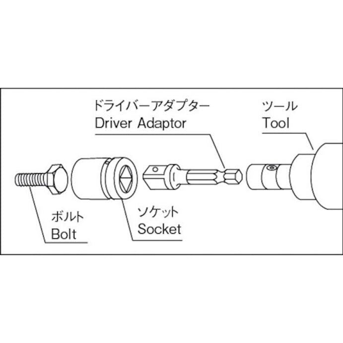 【CAINZ-DASH】長堀工業 ドライバーアダプター６．３５ｘ対辺四角６．３５ｍｍｘ５０Ｌボール止付 3DA205NB【別送品】