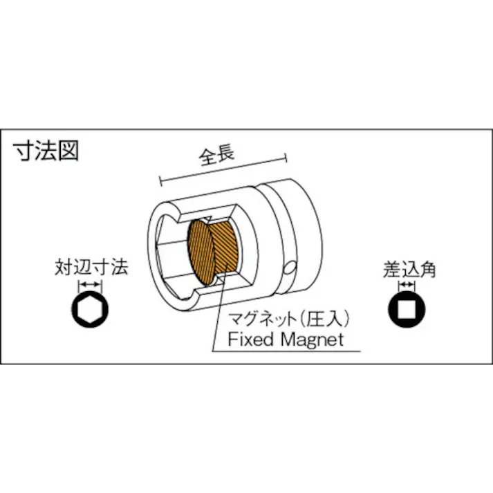 【CAINZ-DASH】長堀工業 マグネチックソケット ショートタイプ 差込角12.7x対辺19mm 419MP【別送品】