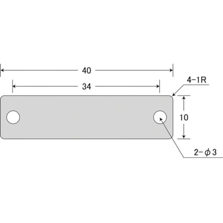 【CAINZ-DASH】アイマーク 刻印用アルミプレート 10×40×0.8 2-φ3 4-R1 10枚入 AL-104H【別送品】