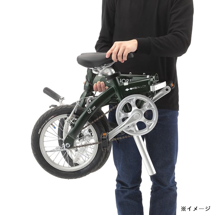 【自転車】《タキザワ》折り畳み車 CARUORI 14インチ アルミフォールディングバイク GN グリーン(販売終了)