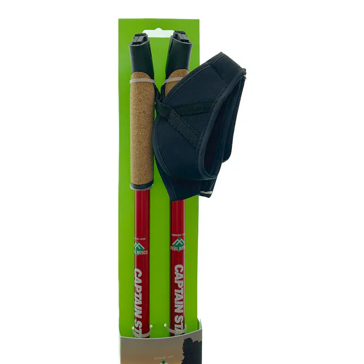 キャプテンスタッグ CAPTAIN STAG FEEL BOSCO トレッキングポール 2本組 レッド UM-2303