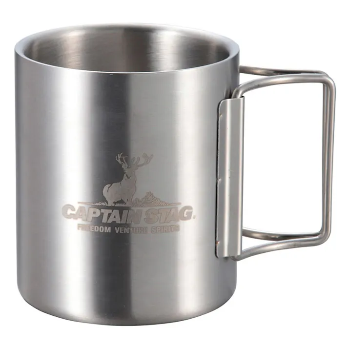 キャプテンスタッグ CAPTAIN STAG ダブルステンマグカップ250折りたたみハンドル UH-2018