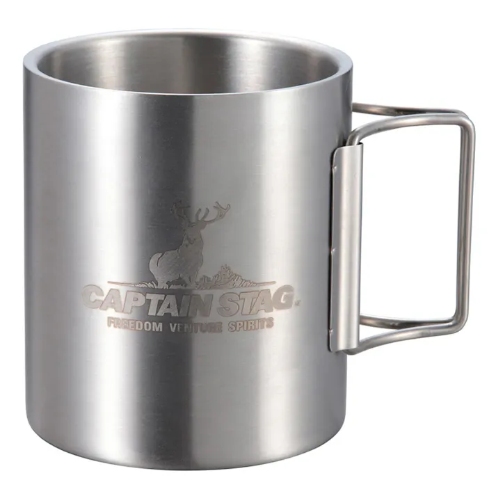 キャプテンスタッグ CAPTAIN STAG ダブルステンマグカップ350折りたたみハンドル UH-2019