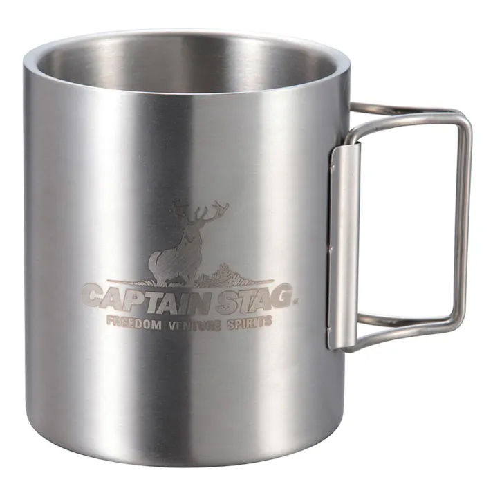 キャプテンスタッグ CAPTAIN STAG ダブルステンマグカップ350折りたたみハンドル UH-2019
