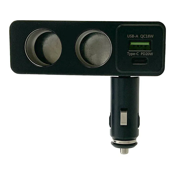 スケルトン2連ダイレクトソケット+2USB PD+QC X-324