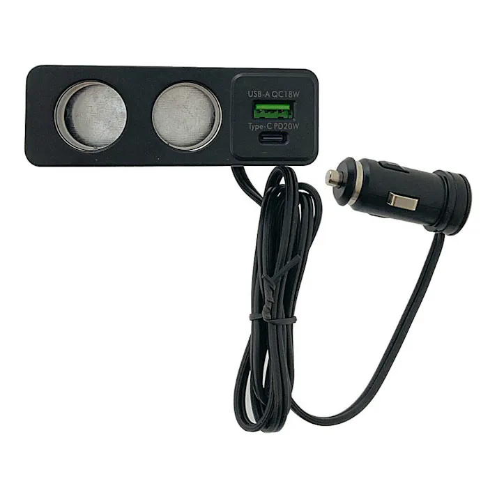 スケルトン2連コードソケット+2USB PD+QC X-325