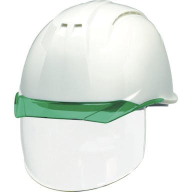 【CAINZ-DASH】ＤＩＣプラスチック安全資材営業部 透明バイザーヘルメット（シールド面付）　ＡＰ１１ＥＶＯ－ＣＳＷ　ＫＰ　白／グリーン AP11EVO-CSW-HA6-KP-W/G【別送品】