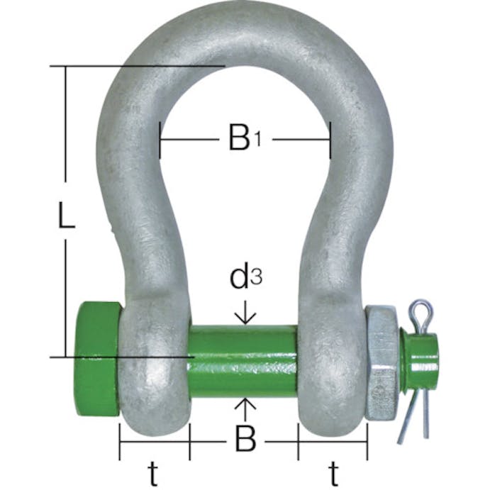 【CAINZ-DASH】大洋製器工業 グリーンピンスタンダードシャックル　バウ・ボルトナット　１ｔ（３３００４３８） GPBB-1T【別送品】