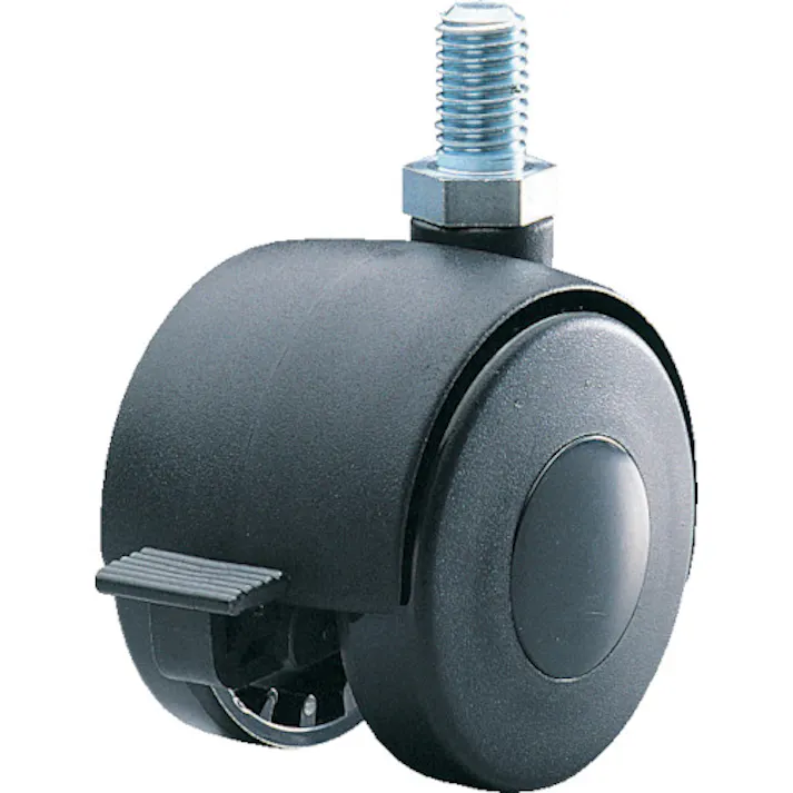 【CAINZ-DASH】ユーエイ キャスター事業部 ねじ込み式 自在 双輪キャスター ナイロン 車輪径50mm ストッパー付き OTHERS P型 ネジ寸法M12×22ピッチ1.75 P-50HTS【別送品】