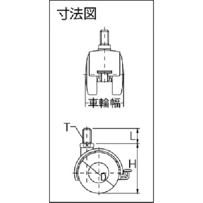 【CAINZ-DASH】ユーエイ キャスター事業部 ねじ込み式 自在 双輪キャスター ナイロン 車輪径50mm ストッパー付き OTHERS P型 ネジ寸法M12×22ピッチ1.75 P-50HTS【別送品】