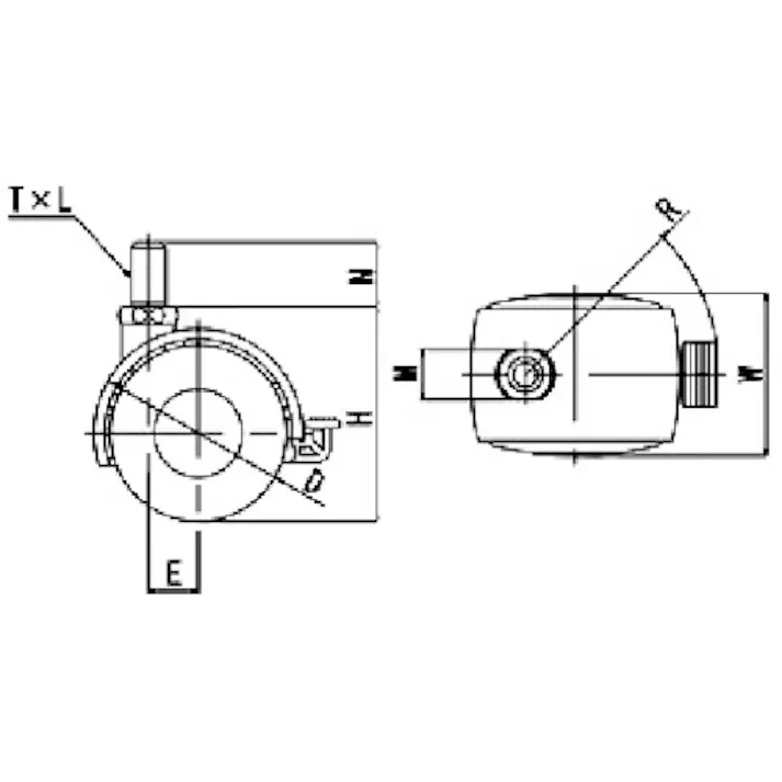 【CAINZ-DASH】ユーエイ キャスター事業部 ねじ込み式 自在 双輪キャスター ナイロン 車輪径50mm ストッパー付き OTHERS P型 ネジ寸法M12×22ピッチ1.75 P-50HTS【別送品】