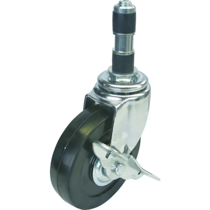 【CAINZ-DASH】ユーエイ キャスター事業部 差し込み式 自在 キャスター ゴム 車輪径100mm ストッパー付き Eタイプ ETF-S型 パイプ径19 ETF-100RHS-19【別送品】