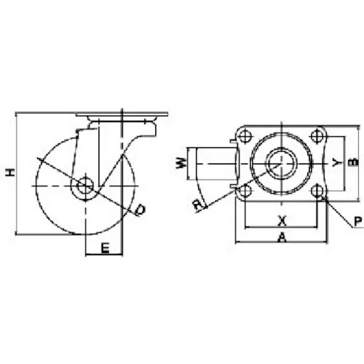 【CAINZ-DASH】ユーエイ キャスター事業部 プレート式 自在 キャスター ゴム 車輪径100mm Sタイプ SG型 取付寸法82×40 SG-100RH【別送品】