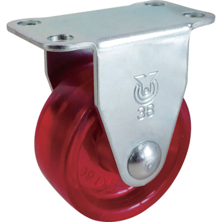 【CAINZ-DASH】ユーエイ キャスター事業部 プレート式 固定 キャスター 赤ポリカーボネート 車輪径38mm Gタイプ GR型 取付寸法36×15 GR-38PC-R【別送品】