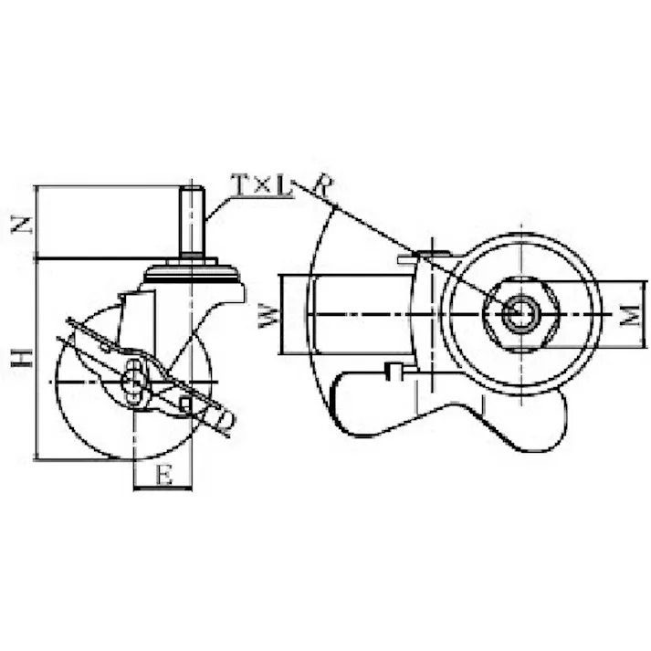 【CAINZ-DASH】ユーエイ キャスター事業部 ねじ込み式 自在 キャスター ナイロン 車輪径75mm ストッパー付き Sタイプ ST-S型 ネジ寸法W3/4×40山数10 ST-75NS-W3/4-40【別送品】