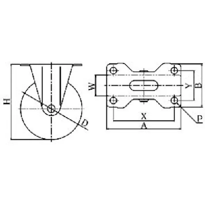 【CAINZ-DASH】ユーエイ キャスター事業部 プレート式 固定 キャスター ウレタン 車輪径75mm Sタイプ SR型 取付寸法55×28 SR-75UR【別送品】