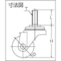 【CAINZ-DASH】ユーエイ　キャスター事業部 ねじ込み式　自在　キャスター　ゴム　車輪径７５ｍｍ　　Ｓタイプ　ＳＴ型　ネジ寸法Ｍ１２×３５ピッチ１．７５ ST-75RH-M12-35【別送品】