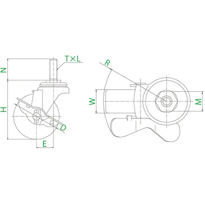 【CAINZ-DASH】ユーエイ キャスター事業部 ねじ込み式 自在 キャスター ゴム 車輪径75mm ストッパー付き Sタイプ ST-S型 ネジ寸法M12×35ピッチ1.75 ST-75RHS-M12-35【別送品】