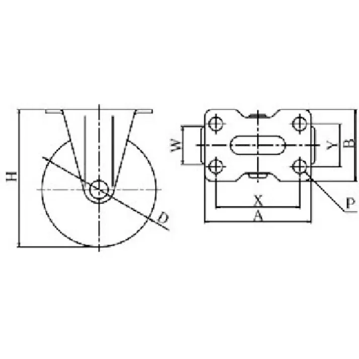 【CAINZ-DASH】ユーエイ キャスター事業部 プレート式 固定 キャスター ウレタン 車輪径65mm Gタイプ GR型 取付寸法55×28 GR-65UR【別送品】