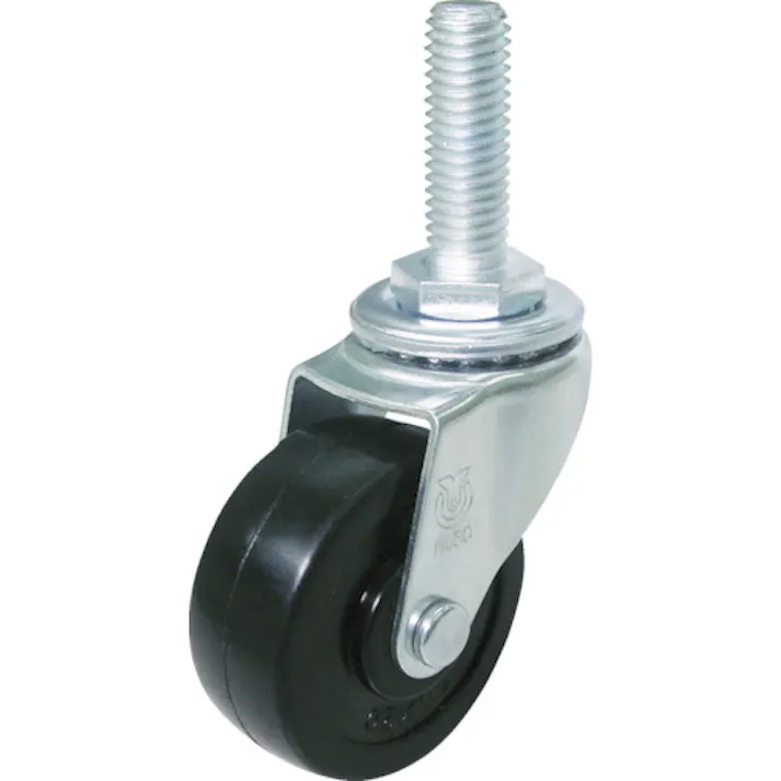 【CAINZ-DASH】ユーエイ キャスター事業部 ねじ込み式 自在 キャスター ゴム 車輪径40mm Lタイプ LT型 ネジ寸法M12×35ピッチ1.75 LT-40R-M12-35【別送品】