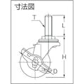 【CAINZ-DASH】ユーエイ　キャスター事業部 ねじ込み式　自在　キャスター　ゴム　車輪径７５ｍｍ　ストッパー付き　Ｌタイプ　ＬＴ－Ｓ型　ネジ寸法Ｍ１２×３５ピッチ１．７５ LT-75RHS-M12-35【別送品】
