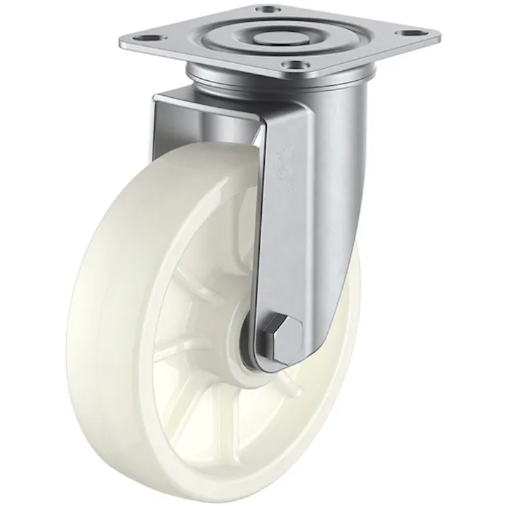 【CAINZ-DASH】ユーエイ キャスター事業部 プレート式 自在 ステンレスキャスター ナイロン 車輪径150mm Jタイプ SUS-J2型 取付寸法80×80(75×75) SUS-NJ2-150【別送品】