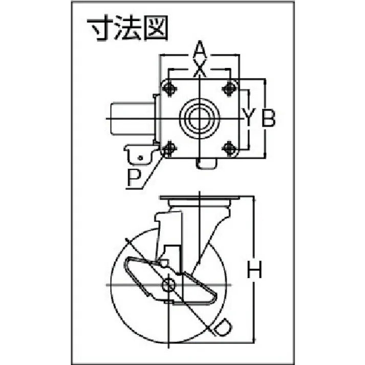 【CAINZ-DASH】ユーエイ キャスター事業部 プレート式 自在 ステンレスキャスター ナイロン 車輪径130mm ストッパー付き Jタイプ SUS-J2-S型 取付寸法80×80(75×75) SUS-NJ2-130S【別送品】