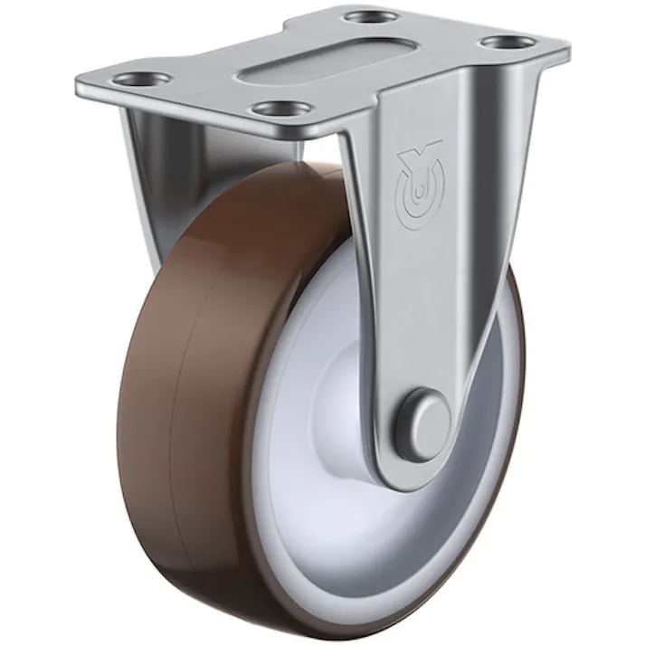 【CAINZ-DASH】ユーエイ キャスター事業部 プレート式 固定 ステンレスキャスター ウレタン 車輪径50mm Sタイプ SUS-SR型 取付寸法55×28 SUS-SR-50UR【別送品】