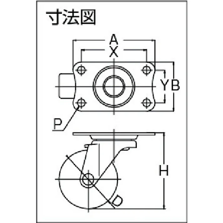 【CAINZ-DASH】ユーエイ キャスター事業部 プレート式 自在 キャスター エラストマー 車輪径50mm Eタイプ E型 取付寸法56×28 E-50EL【別送品】