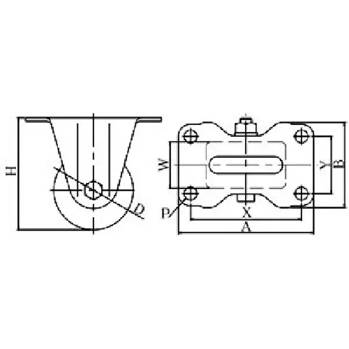【CAINZ-DASH】ユーエイ キャスター事業部 プレート式 固定 ステンレス低床キャスター 強化ナイロン 車輪径50mm Hタイプ SUS-HR型 取付寸法66×36 SUS-HR-50GNB【別送品】