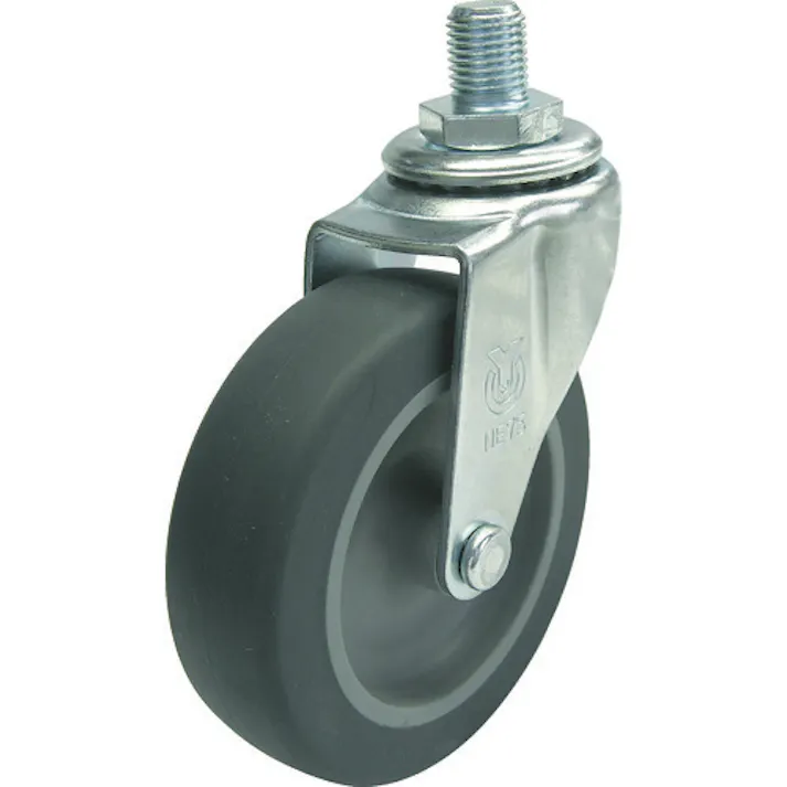 【CAINZ-DASH】ユーエイ キャスター事業部 ねじ込み式 自在 キャスター エラストマー 車輪径75mm Lタイプ LT型 ネジ寸法M12×14ピッチ1.25 LT-75EL-M12-14【別送品】