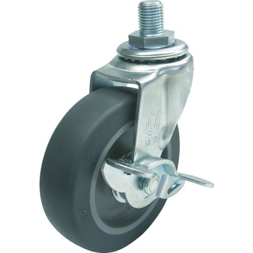 【CAINZ-DASH】ユーエイ　キャスター事業部 ねじ込み式　自在　キャスター　エラストマー　車輪径５０ｍｍ　ストッパー付き　Ｌタイプ　ＬＴ－Ｓ型　ネジ寸法ＵＮＦ１／２×１４山数２０ LT-50ELS-UNF1/2-14【別送品】