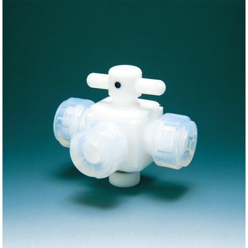 フロンケミカル フッ素樹脂(PTFE)三方バルブ接続10mm NR0030-003 チューブ継手(フッ素樹脂) フロンケミカル フッ素樹脂(PTFE)三方バルブ接続10mm NR0030-003 チューブ継手(フッ素樹脂)