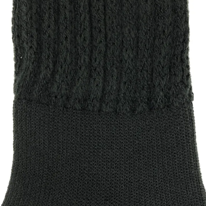 起毛であったか ルームソックス ミドル丈 ブラック 大 25.0cm-27.0cm