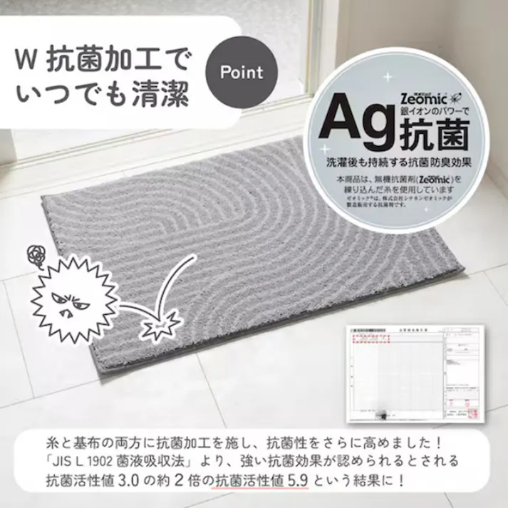 サラドラプラス バスマット M 幅45cm 奥行60cm フラックスアッシュ