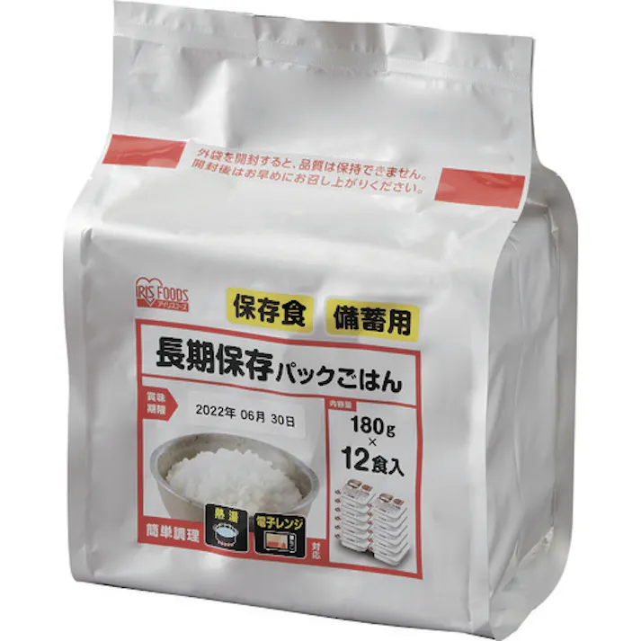 【CAINZ-DASH】アイリスオーヤマ 【※軽税】 310621 長期保存パックごはん 4袋入り(1袋=180g×12食パック) 310621【別送品】